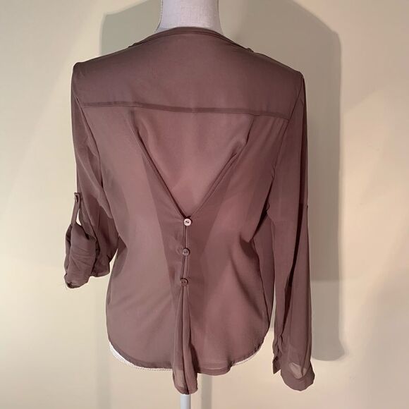 Semi sheer long sleeve blouse - Picture 2 of 7